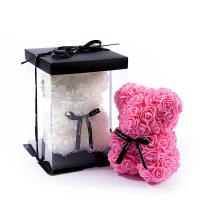 Oso De Rosas Artificiales Con Caja Regalo Romántico Creativo Para San Valentín Aniversario Boda Cumpleaños Decoración De Hogar - details 0