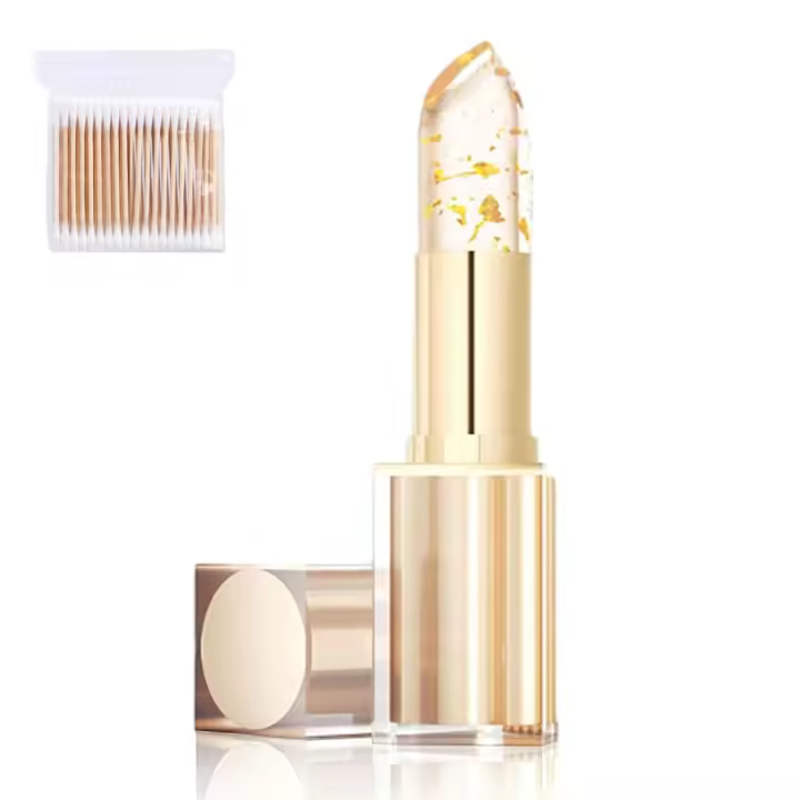 Labial transparente que cambia de color, brillo labial con cambio de pH, larga duración (24 horas), nutrición profunda (dorado, 1 unidad) - 1