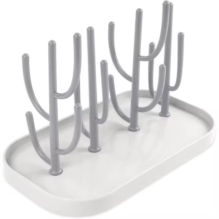 Estante para Secar Biberones de Bebés - Secador Desmontable with Portabotellas para Tetinas de Vidrio (Gris) - 1