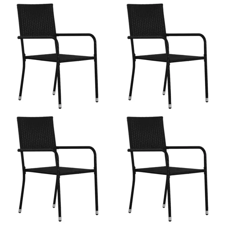 vidaXL Sillas comedor de jardín apilables 4 uds ratán sintético negro - 1