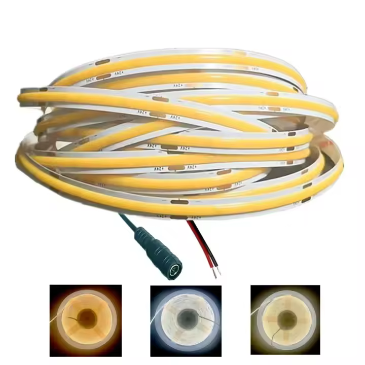 Tira De LED COB Flexible RA90 Alta Densidad 12V 24V 320LEDs/M Luz De Encaje Blanco Rosa Amarillo Azul Helado Rojo Verde Para Decoración De Hogar - 1