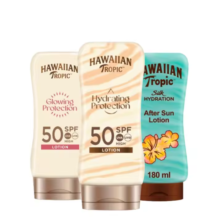 Tripack Hydrating Protection SPF 50 + Glowing Protection SPF 50 + Aftersun Silk Hydration Hawaiian Tropic ES - 1