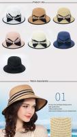 Gorro De Paja Para Mujer Muchique Boater Sombrero De Verano Con Alas Anchas Para Playa Protección Solar Gorro De Viaje Casual Con Lazo - details 3