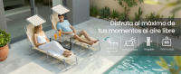 SONGMICS Tumbonas Plegables, 189 x 53 x 28,5 cm, Juego de 2 Tumbonas para Jardín, Cada Una con Carga 110 kg, con Parasol y Respaldo Ajustables, para Terraza y Balcón, Beige/Gris/Negro - details 0