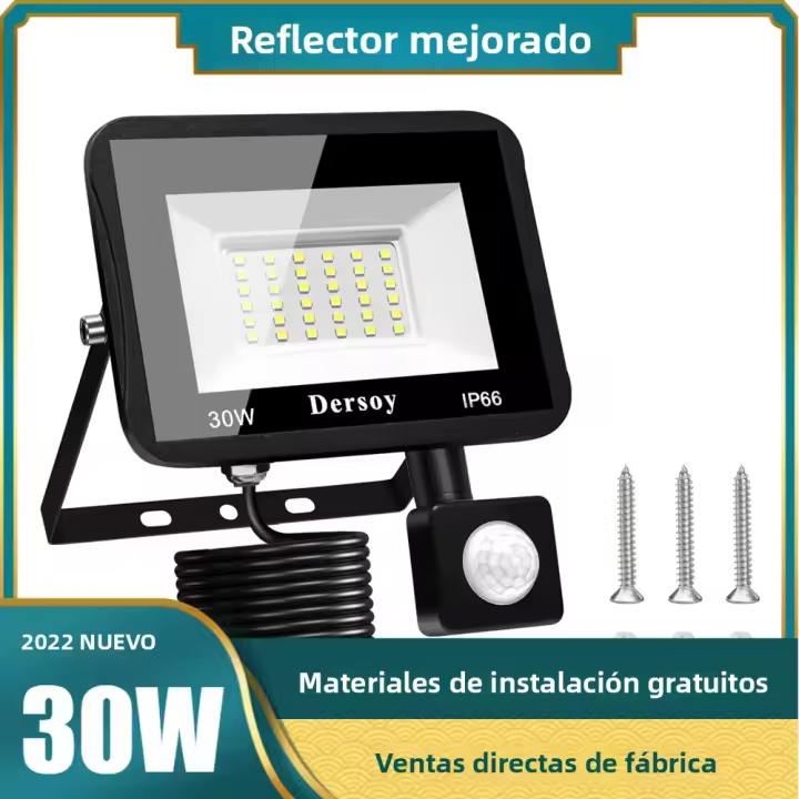 Fresnel De Inundación 30W Con Sensor De Movimiento Lámpara De Calle Para Jardín Iluminación Exterior Para Garage 6000K Luz Fría LED 240V - 1