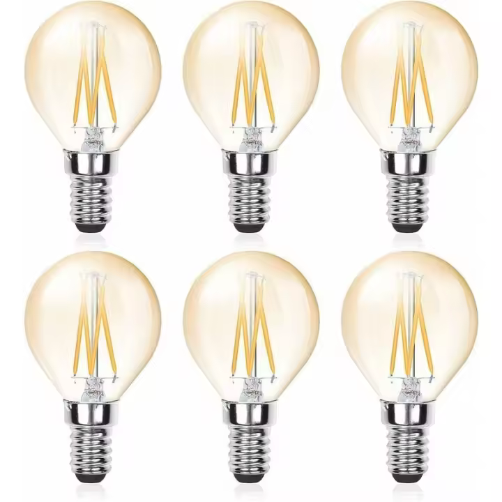 6 bombillas LED E14 de filamento G45, 4 W (equivalente a 40 W), candelabro regulable E14, brillo ámbar, bombilla blanca fría vintage 6000 K, 220 V 380 lm, iluminación vintage para lámpara de - 1