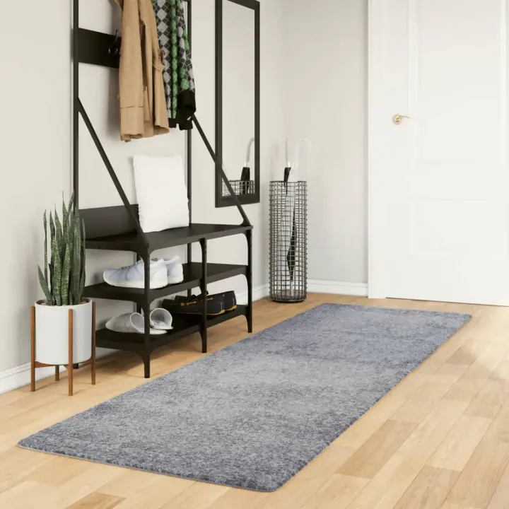 vidaXL Alfombra de pelo largo moderna azul 80x250 cm - 1