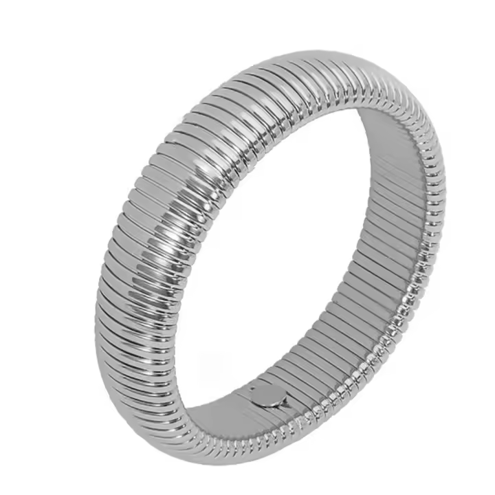Pulsera De Acero Inoxidable Impermeable Retro Con Elasticidad Y Polvo Metálico Dorado 18K Platinado Moda Unisex Para Hombres Y Mujeres - 1