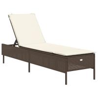 vidaXL Tumbona con cojín ratán sintético Negro, Marrón, Gris Sillas de Exterior Ideal para jardín, playa, piscina, terraza Tumbona Piscina Tumbonas Playa Tumbonas Jardín Exterior - details 3