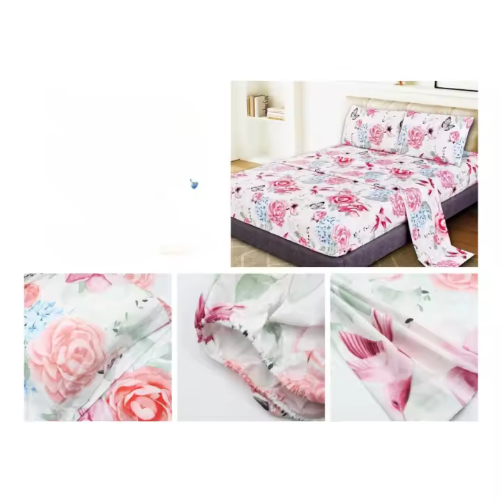 Juego de Sábana diseño unisex, estampado floral y hoja acabado de gran suavidad y no hacen bolas. Nueva colección 2025 de sábanas para camas de 90cm 105 cm 135cm 150 cm 180 cm 200cm - 1