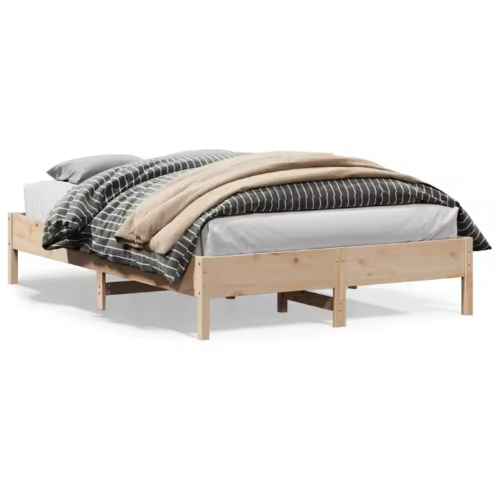 Estructura de cama sin colchón madera maciza de pino 160x200 cm - 1