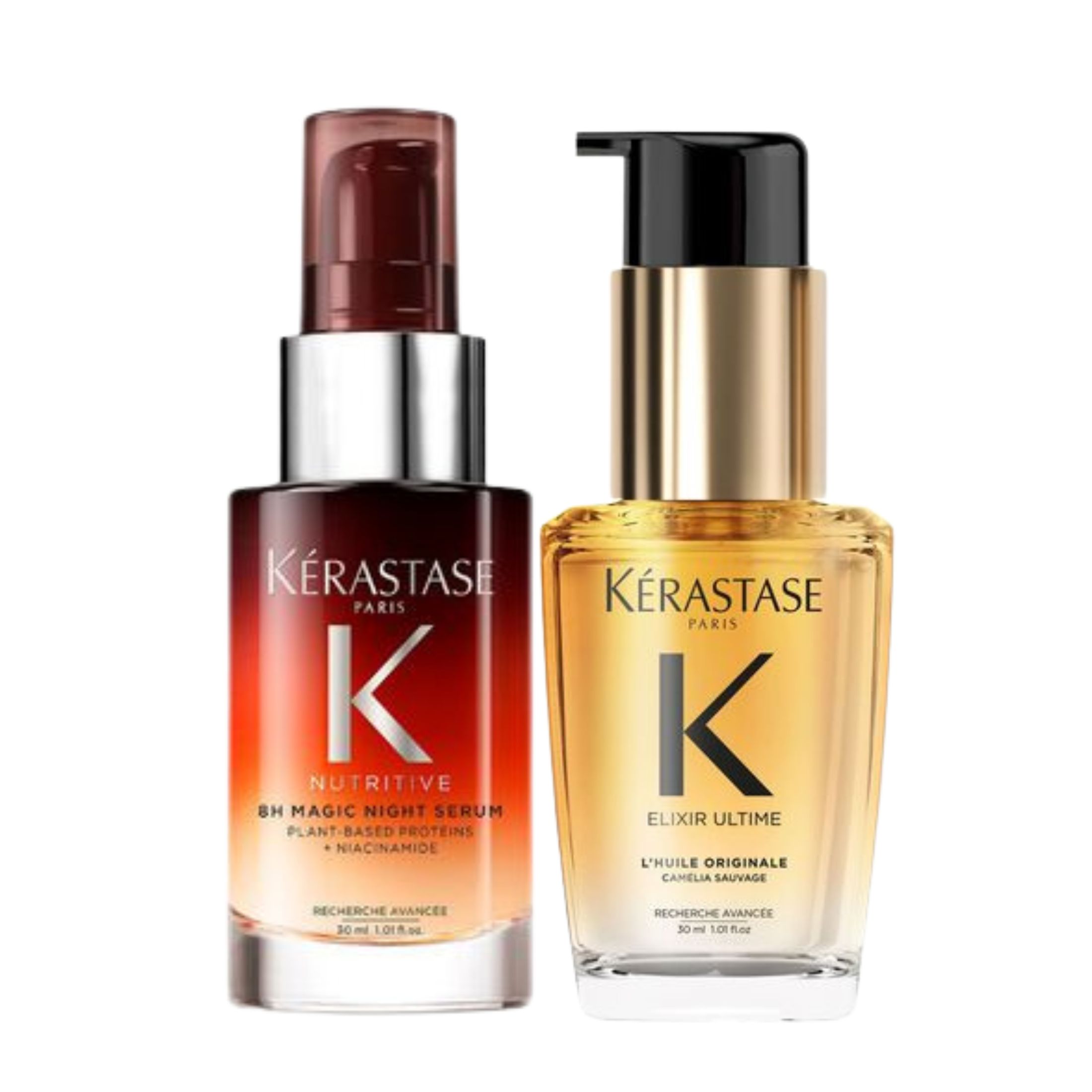 Pack Kérastase Elixir Ultime 30 ML & Nutritive 8H Magic Night Serum 30 ML – Nutrición y Brillo Cabello Seco