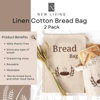 2 Pack Natural Linen Bread Bag | Organic Blend | 2 x Reusable Bread Bags | Food Storage Bag | Bread Storage Bags | 38x27 cm | Eco Bread Bag - details 0