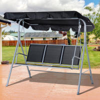 Outsunny Columpio Balancín Jardín de 3 Plazas con Toldo Ajustable Respaldo Transpirable y Marco de Metal para Terraza Balcón Exterior Carga 240 kg 171x108x154 cm - details 1