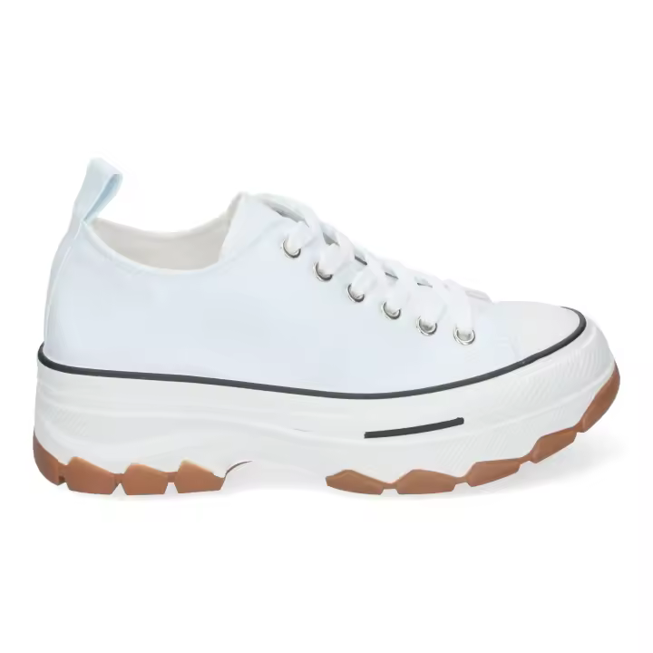 Zapatillas cómodas en lona plataforma para mujer blanco hielo EV-100 - 1