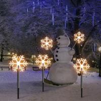 Luces Solares Para Jardín De Navidad Con Diseño De Copo De Nieve Instalación Por Montaje Luz De Palillo Exterior Lámpara De Vivero Decorativa Para Árbol De Navidad - details 2