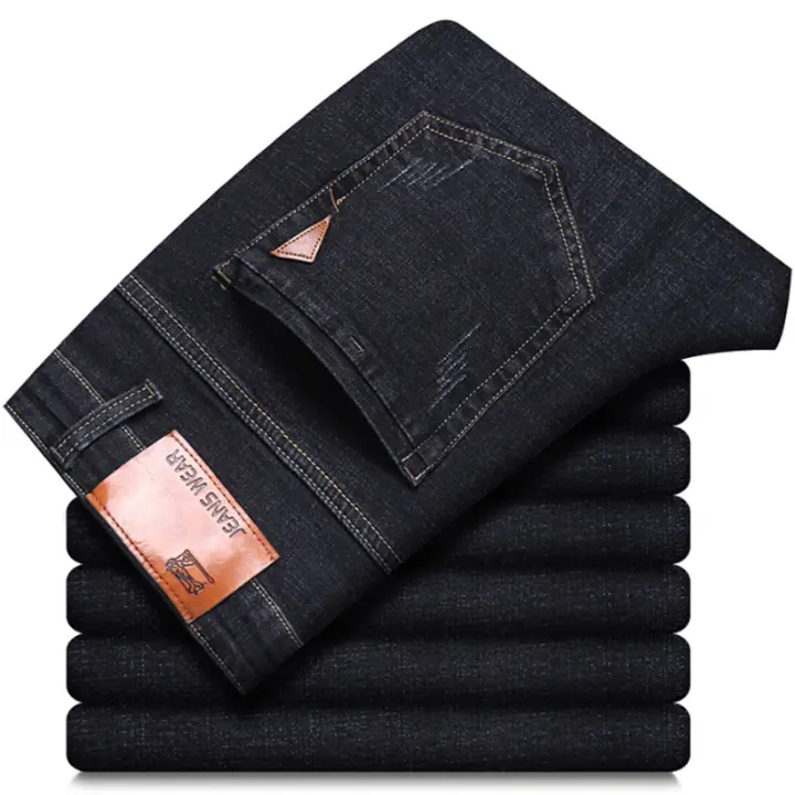 Nuevos 2024 Pantalones De Jean Elásticos Clásicos Para Hombre En Negro Y Azul Estilo Casual Slim Brand Denim Trajes De Negocios - 1