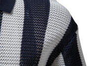 Camisa Polo Para Hombre AIOPESON Algodón 100% Con Agujeros Corta Mangas V-Neck Transparente Sexy Verano Casual Estilo Slim - details 7