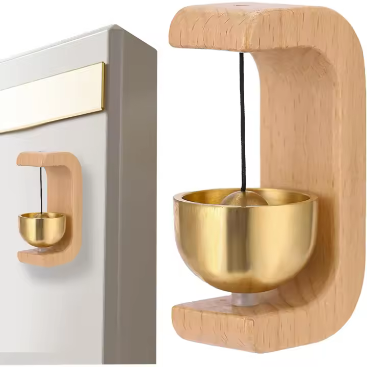 Timbre de puerta de madera para entrada, timbre de apertura de puerta, timbre de puerta de madera para entrada, timbre de latón decorativo, timbre de puerta de latón ligero - 1