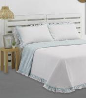 👉 Colcha Bouti Reversible con Volantes Manacor Celeste | 100% Poliéster Acolchada Ligera | Estilo Romántico, Tacto Suave, Incluye Fundas de Cojín | Ideal Entretiempo | Varios Tamaños - details 2
