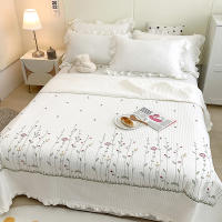 Cubierta De Edredón De Verano Con Bordado De Flores Y Volantes Estilo Princesa Coreana 1/3Pc Fundas Para Edredón Microfibra Seda 400TC Sin Alérgenos Para Adultos - details 2