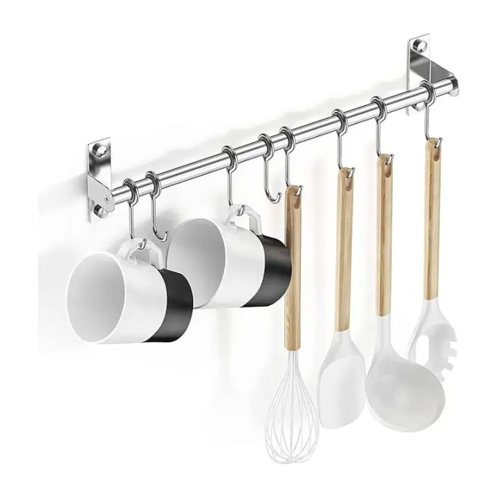Soporte de Acero Inoxidable Perchero Montado en la Pared para Utensilios de Cocina - 1