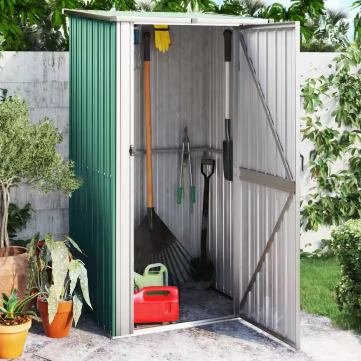 vidaXL Cobertizo de jardín acero galvanizado verde 118,5x97x209,5 cm - 1