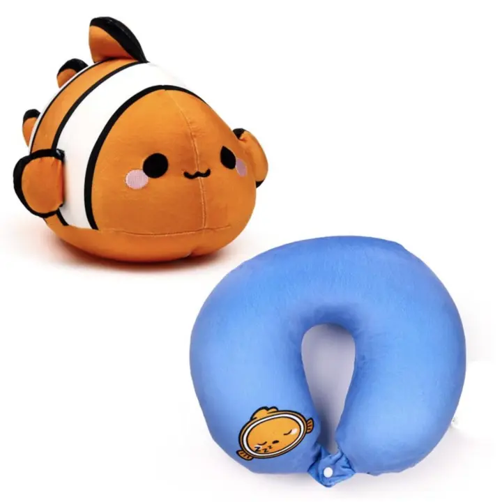 Peluche Almohada Viaje coche tren Nemo infantil  pez payaso convertible cojin cervical,  juguete.Puckator - 1