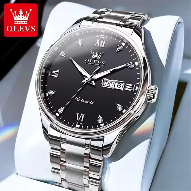 Reloj Mecánico OLEVS 9955 Original Acero Inoxidable Resistente Al Agua Luminoso Calendario De Negocios Lujo Reloj De Muñeca Automático - 1