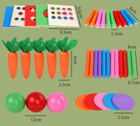 Juguete Montessori De Madera 6-en-1 Kit De Juego Con Caja De Objetos Permanentes Caja De Monedas Juego De Arado De Zanahoria Y Sorteo De Formas - details 11