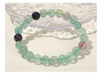 Pulsera De Cristal Natural Multicolor Fluorita JD Pulsera De Bolas Redondas Reiki Curación Pulsera Elástica Para Regalo - details 9