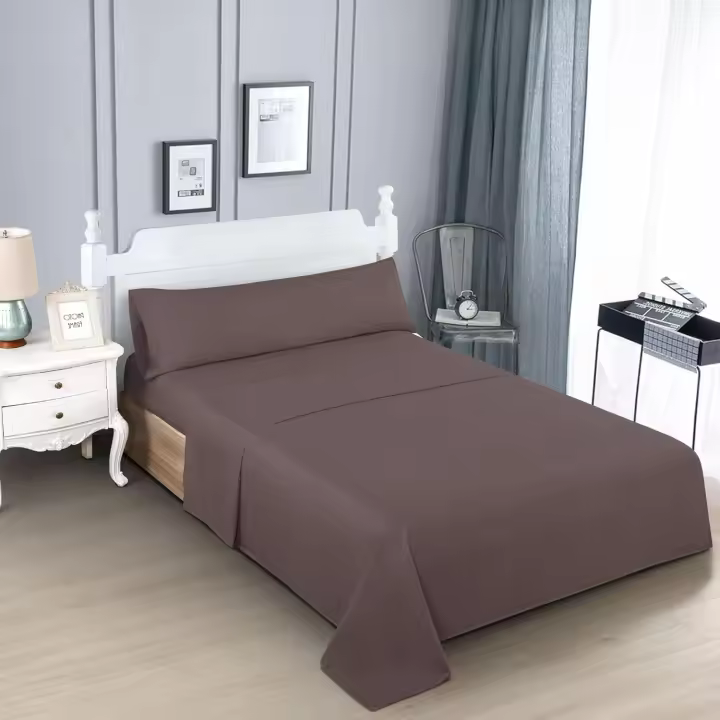 TODOBIEN STORE - Juego de Sábanas para Cama 3 Piezas - Sábanas Bajera Ajustable Cama 90,105,135,150,180 con Encimera y Funda de Almohada Larga (Marrón) - 1