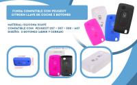 Banner - Funda silicona mando llave del coche 2 botones compatible con Peugeot blanco