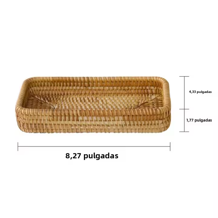 Cesta De Almacenamiento Tejida a Mano En Rotura Para Picnic Almohadilla De Pan Y Comida Caja De Frutas Y Pasteles Decoración De Escritorio En Casa Material De Bambú Ecológico - 1