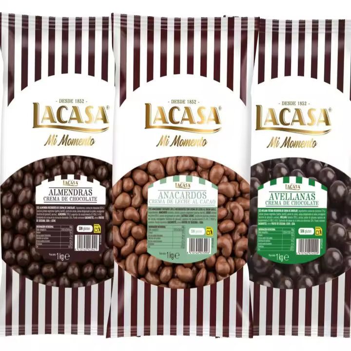 Lacasa Pack 3kg de bolas: Almendra con chocolate Negro,Anacardo leche,Avellana con chocolate Negro - 1
