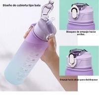 Botella De Deporte De Agua Con Pajita Y Tapa Pop-Up Gradiente De 900ML Botella De Agua Portátil Para Exteriores Con Mango Y Marcador De Capacidad - details 8