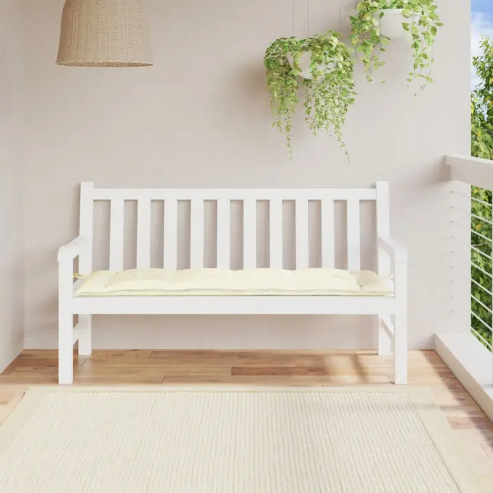 vidaXL Cojín de banco de jardín tela Oxford blanco crema 150x50x7 cm - 1