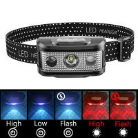 Linterna Frontal LED Roja Recargable USB Potente Con Batería Integrada Impermeable 5 Modos Lámpara De Cabeza Portátil - details 7