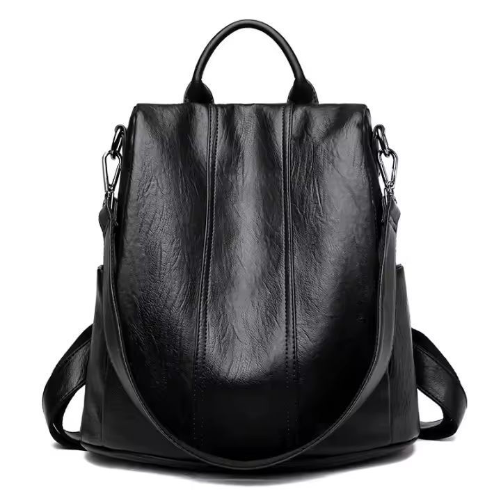 Mochila con cremallera antirrobo, bolsillo oculto en la parte trasera, mochila de estilo coreano para mujer, nueva mochila de cuero suave simple y versátil - 1