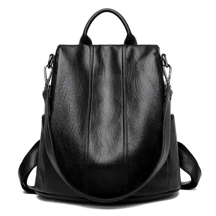 Mochila con cremallera antirrobo, bolsillo oculto en la parte trasera, mochila de estilo coreano para mujer, nueva mochila de cuero suave simple y versátil - 1