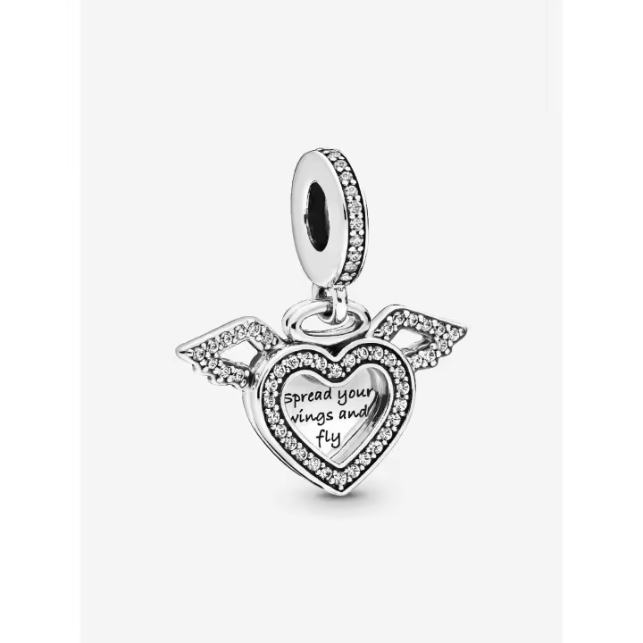 Pandora - Charm Colgante de corazón y Alas de Ángel-Plata de Lei - 1