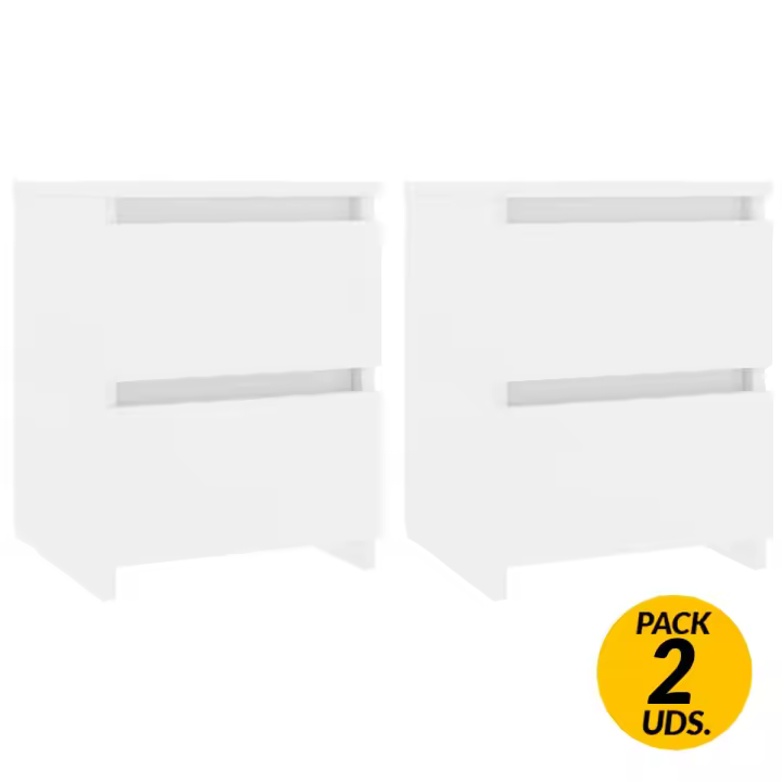 VidaXL Pack de 2 mesitas de noche 2 cajones sin tiradores 40x30x30 cm - 1