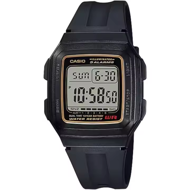Reloj Casio F-201WA-9A correa caucho cronómetro alarma F201WA9A - 1