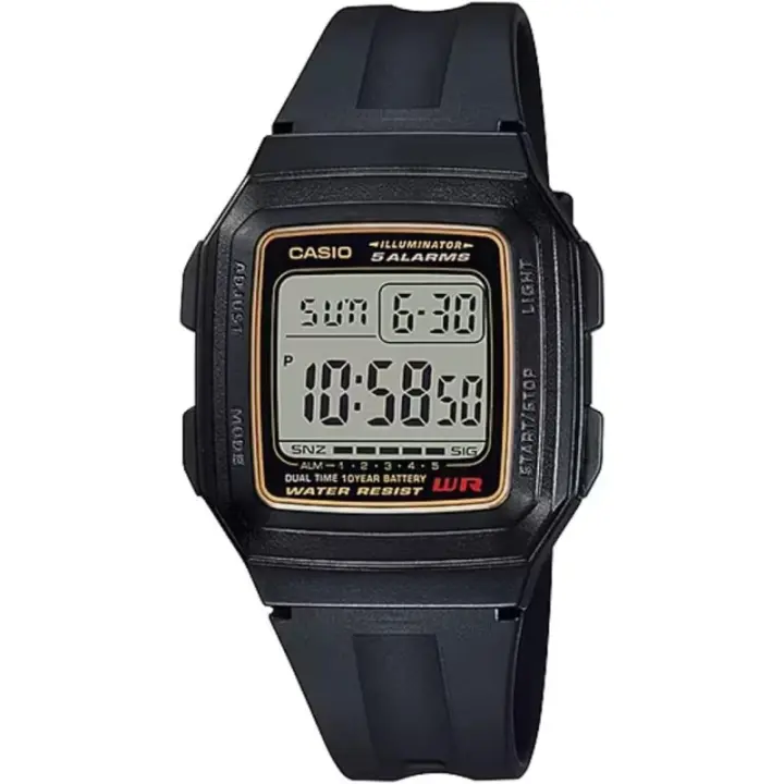Reloj Casio F-201WA-9A correa caucho cronómetro alarma F201WA9A - 1