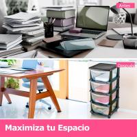 Plastic Storage Tower Drawer Organizer Drawers with Wheels Filing Cabinet – Desk, Office, School, Bathroom, Living Room – Made in USA (4 Drawers) - details 2