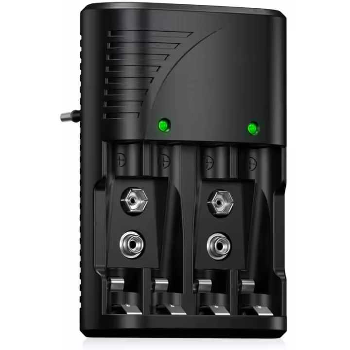 Cargador de Batería Universal AA/AAA/9V, Cargador Rápido 6802, para Baterías Recargables AA/AAA NI-MH o 9V, con Indicador LED, Voltaje Mundial 100-240V, Día Soleado - 1