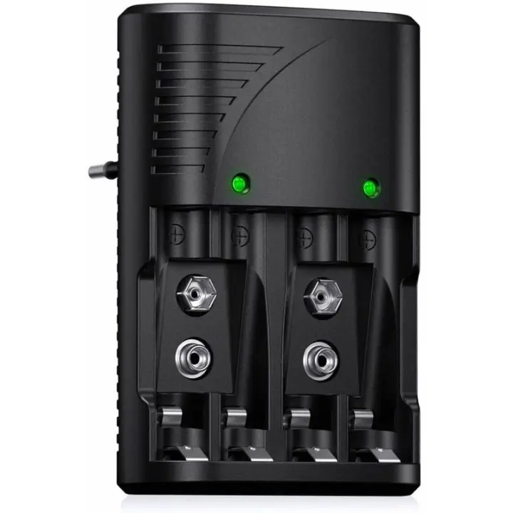 Cargador de Batería Universal AA/AAA/9V, Cargador Rápido 6802, para Baterías Recargables AA/AAA NI-MH o 9V, con Indicador LED, Voltaje Mundial 100-240V, Día Soleado - 1