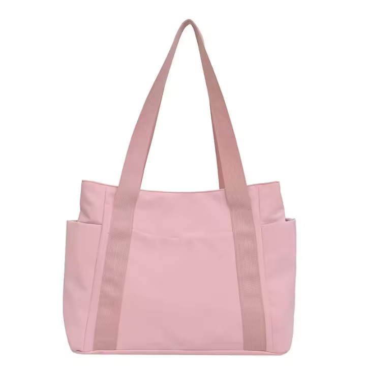 Bolso de hombro de color liso para mujer, bolso informal de nailon de gran capacidad con estilo infantil, bolso de compras sencillo - 1