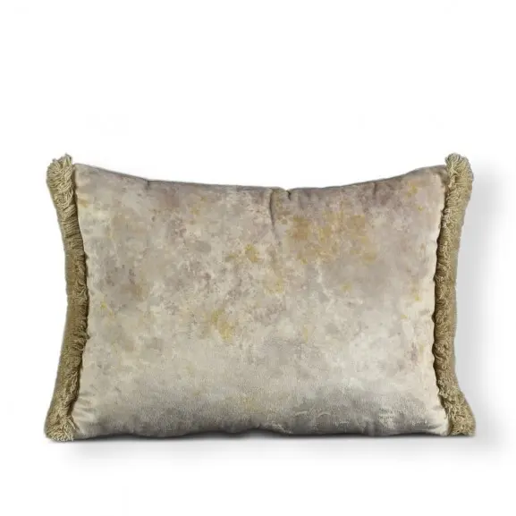 TAPIDECOR Funda Cojín Terciopelo Beige 40x30 - Aguas Fleco Arena - 1