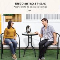 Outsunny Conjunto de Mesa y 2 Sillas de Jardín Juego de 3 Piezas Sillas y Mesa de Ratán con 2 Sillas Apilables y 1 Mesa de Centro Redonda para Terraza Césped Balcón Marrón - details 3